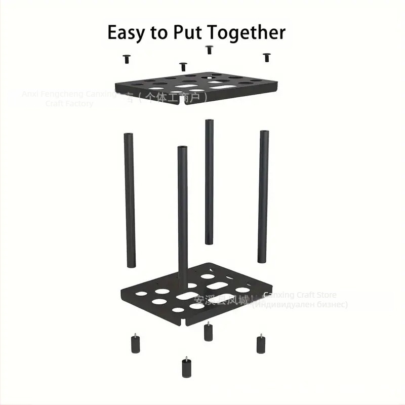 Прахово боядисан метален държач за инструменти за гараж и открито ползване с отделения за лопати и метли