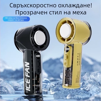 Нов преносим ръчен охлаждащ вентилатор за открито, високоскоростен, USB зареждане, прозрачен мини вентилатор