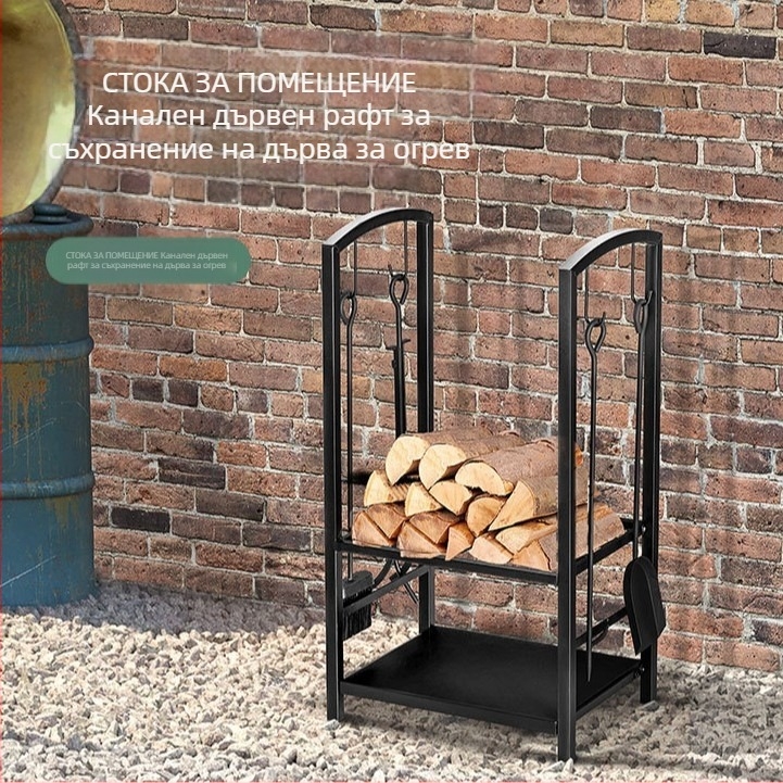 Преносима неръждаема стоманена стойка за дърва за огрев, тежка конструкция, за вътрешно и външно ползване, 2 нива, подходяща за пътуване