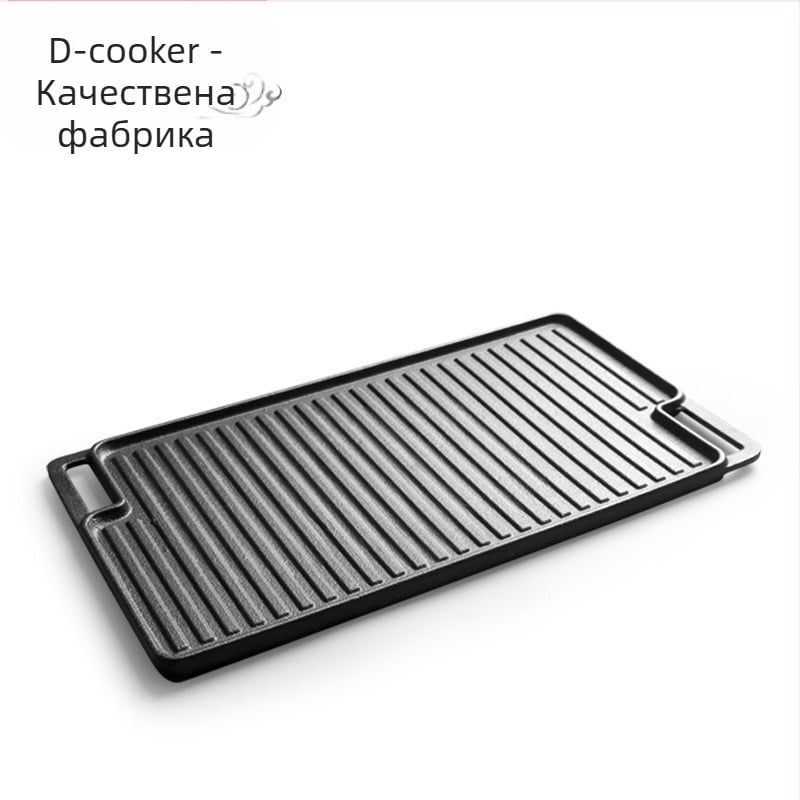 Чугунен правоъгълен тиган за открито с две дръжки, без покритие; Материал: чугун; Форма: квадрат; Тегло: 4; Обработка по поръчка: Да