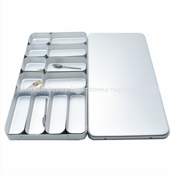 Дентална метална кутия за дезинфекция и съхранение на игли, с 12 отделения, дезинфекция при висока температура, eflydent