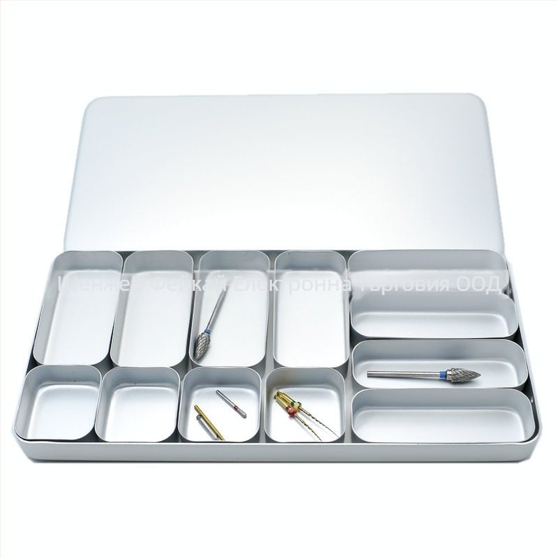 Дентална метална кутия за дезинфекция и съхранение на игли, с 12 отделения, дезинфекция при висока температура, eflydent