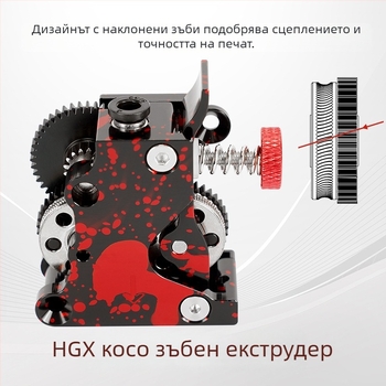 3D принтер екструдер HGX, цял метален корпус, хеликоидни зъбни колела, двойна предавка, закалена стомана