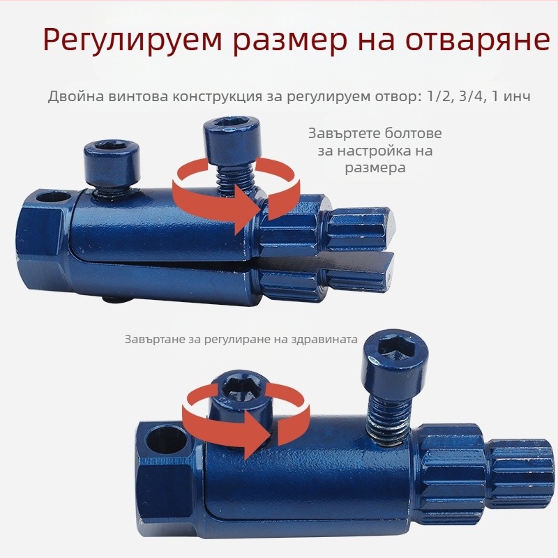 Многофункционален инструмент за ъглов кран на чешмата: извличач за счупени винтове и резбов тап, размери 4 и 6, глава с обратен резб