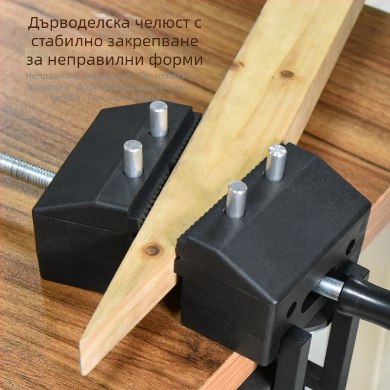 Дърводелски масивен държач за маса, метална конструкция, мултиъгълна настройка, плоска челюст, за домашна употреба