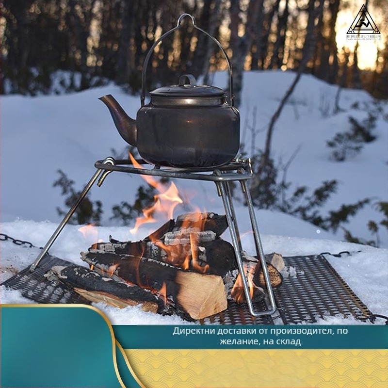 Железен трипод държач за съдове за къмпинг – преносим, 860 г, за 3–5 човека