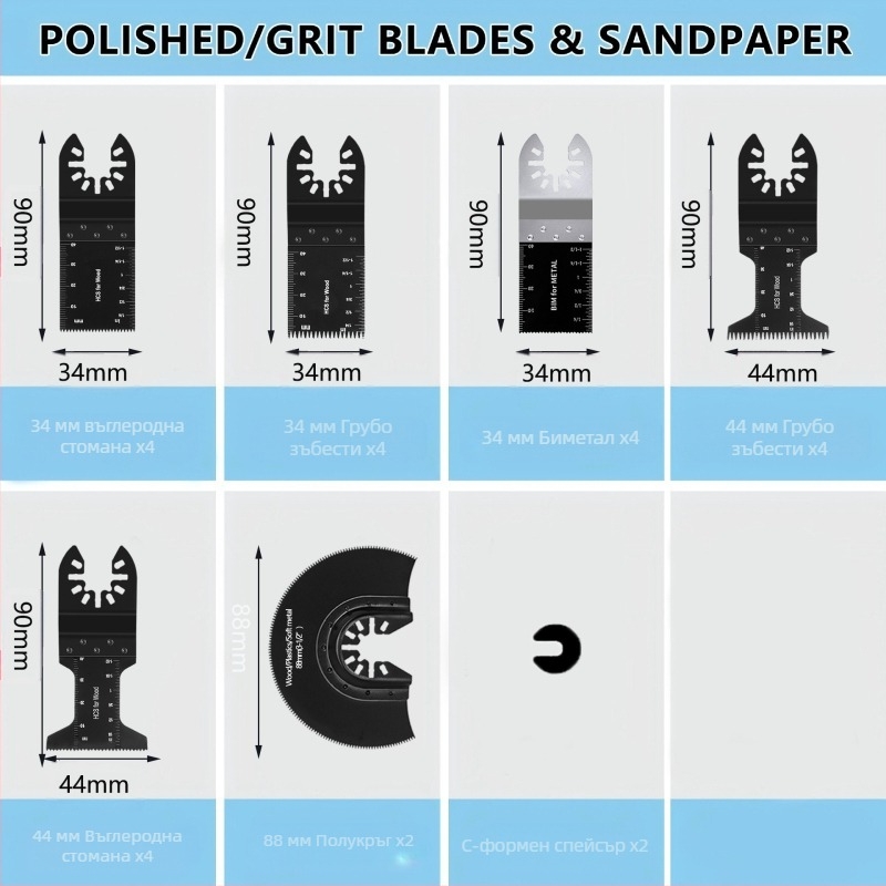 Tori универсален комплект режещи дискове за електрически инструменти – високовъглеродна стомана