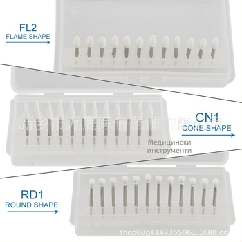 Дентален високоскоростен шлайф-накрайник за керамичен абразив FL2 CN1 RD1; опаковка 100 бр.