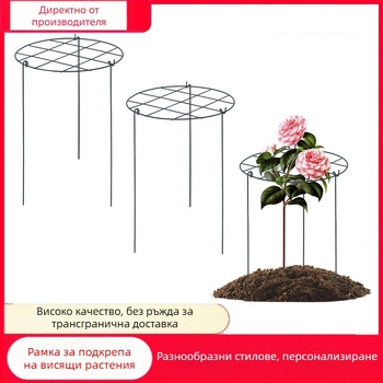 Градинска рамка за катерещи растения с желязна мрежеста опора, подова стойка за саксии