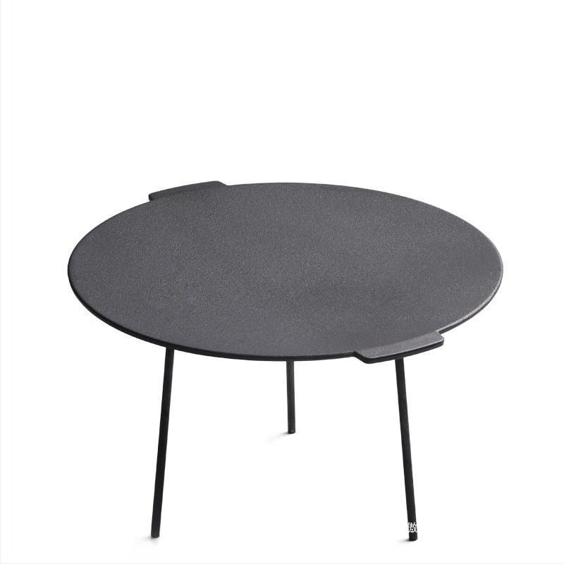 Кръгъл каменен грил тиган за открито, плоско дъно, къмпингова тава за пържене, тегло 0.5 кг