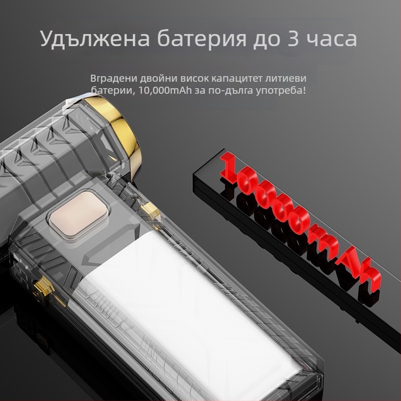 Ръчен вакуум за почистване със вградена батерия 4000–6000mAh, безчетков мотор, 10W, 6‑скоростно духане и всмукване, нощно осветление.