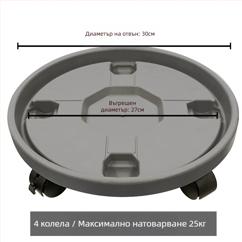 Подвижна тава за саксии от смола с колела – подова употреба, инжекционно формована, подходяща за дом, градина и балкон