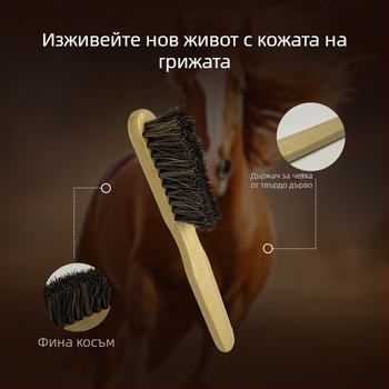 Четка за обувки – бук дърво, дълга тънка дръжка, конска коса (грижа и дезинфекция; Yi Jieliang)