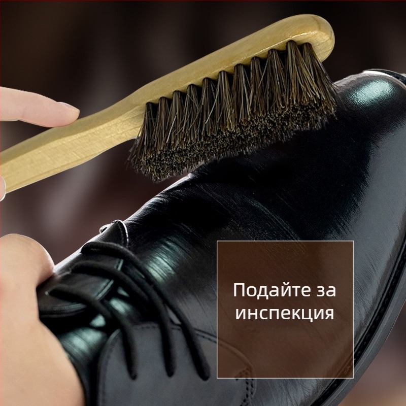 Четка за обувки – бук дърво, дълга тънка дръжка, конска коса (грижа и дезинфекция; Yi Jieliang)