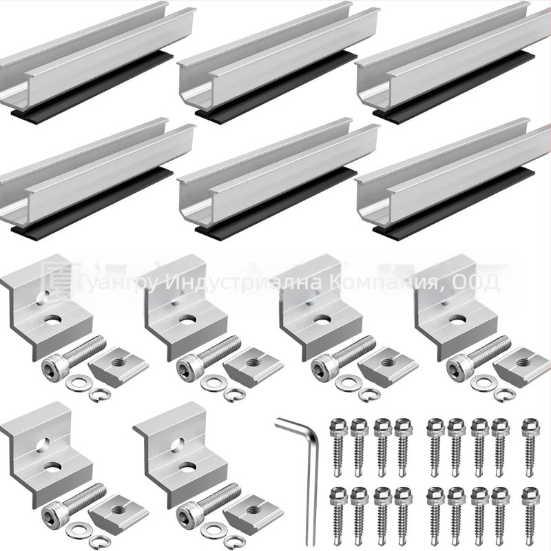 U-образна водеща релса, 6-частен комплект, алуминиева сплав, модел ING-SUR-6-piece, анодизирана