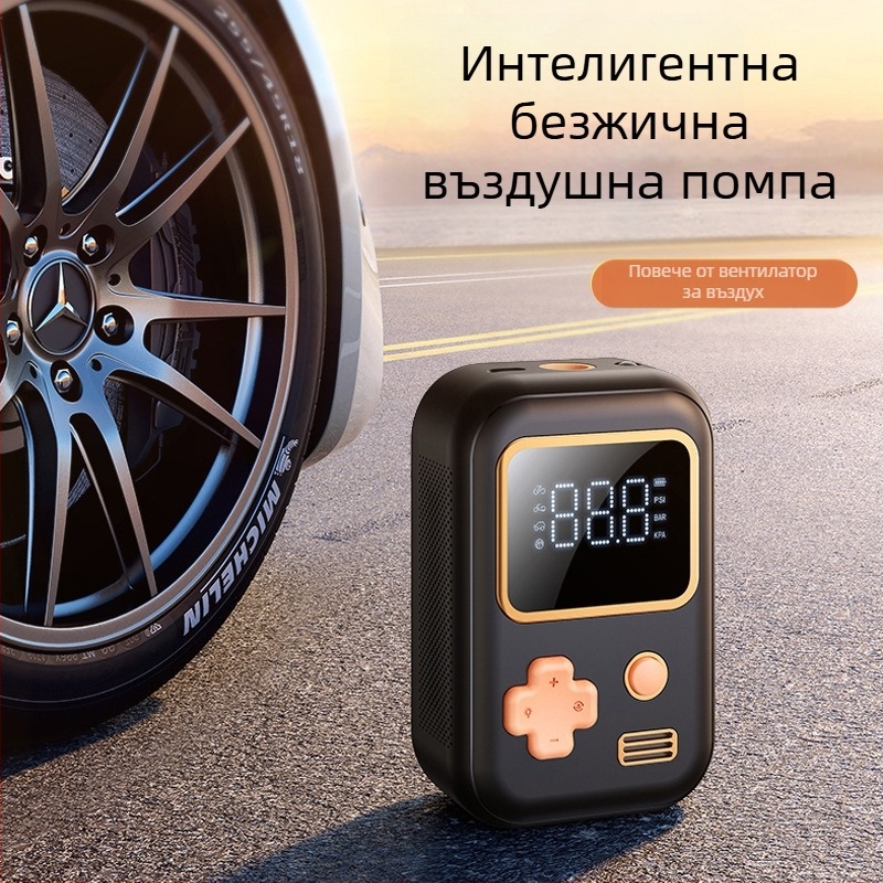 Портативен инфлатор за автомобилни гуми с цифров дисплей, USB зареждане (120W, 7.4V, 25 л/мин)