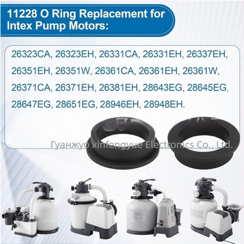 11228 L-образно O-уплътнение за помпа на пясъчен филтър Intex Krystal – гума, комплект 4/5/6 бр.