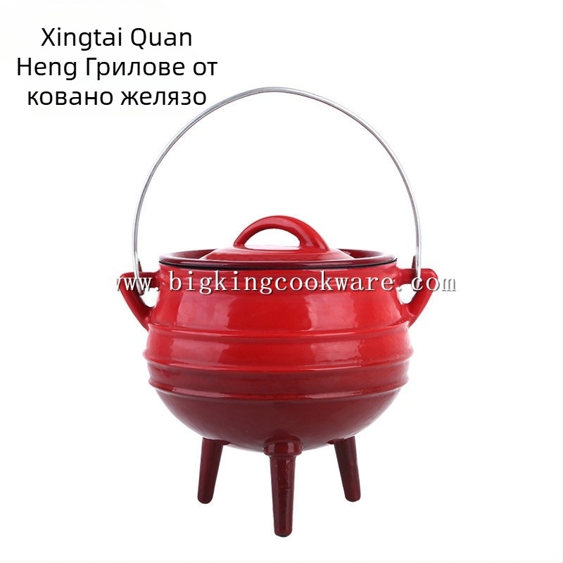 Чугунена тенджера с три крака и кош за окачване, без покритие, модел BK-2913, капацитет над 5 л