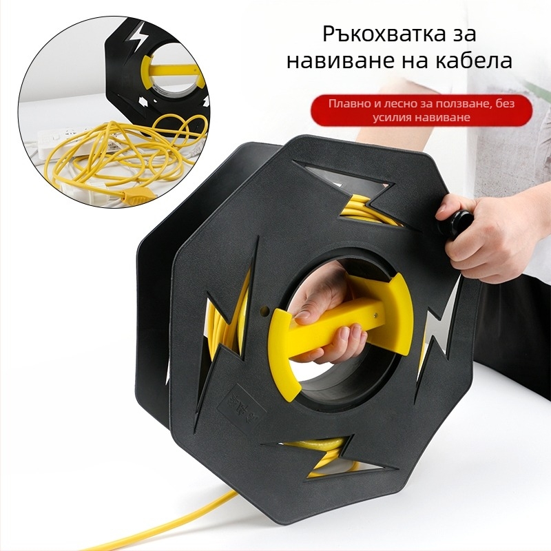 Портативен реел за кабел — празен реел за навиване с функции за навиване, изолация до 1000V, британски стил/метричен формат