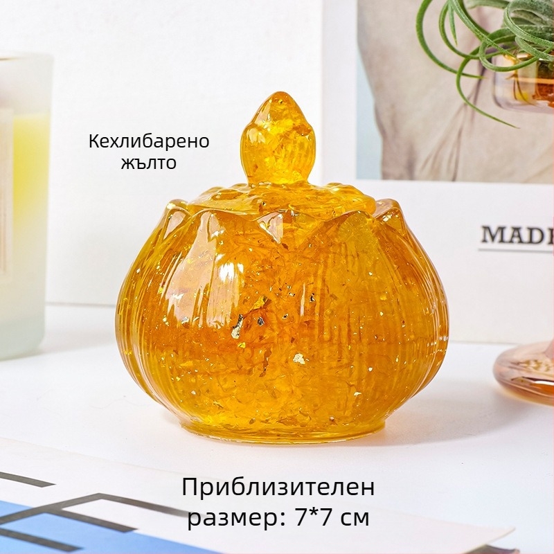 Apeng Crystal лотосова купа от епоксидна смола с натрошени кристали, кристално украшение за декорация и съхранение, демагнетизираща купа