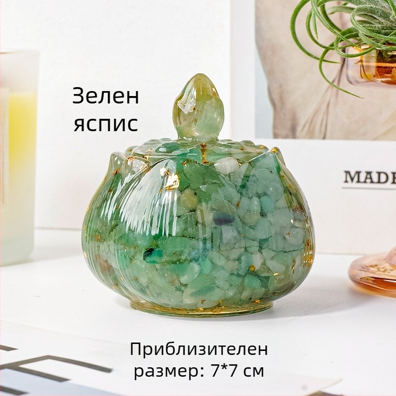 Apeng Crystal лотосова купа от епоксидна смола с натрошени кристали, кристално украшение за декорация и съхранение, демагнетизираща купа