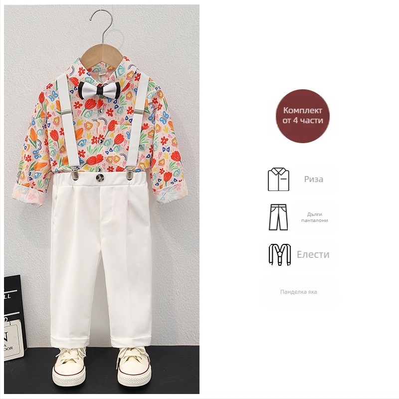 Детски двукомпонентен костюм от полиестер за момчета, модел райета или камуфлаж, дълги ръкави и панталони, пролетно-есен стил