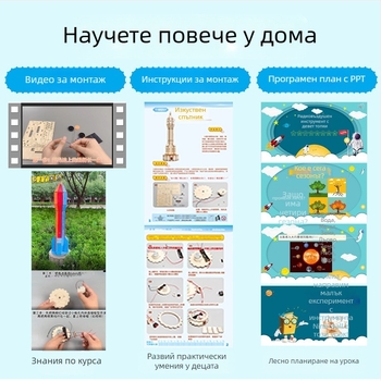 Аерокосмичен модел — дървен, електрически, подходящ за DIY, мултифункционална образователна играчка по физика за ученици в началното училище (7-14 години)