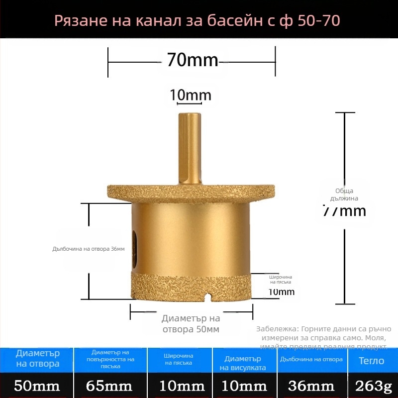Meier Shield MH0189 Диамантен ъглов шлайф за пробиване на дупки в плотове за мивка (камък и керамика) — Бразиращ процес, предназначен за камък