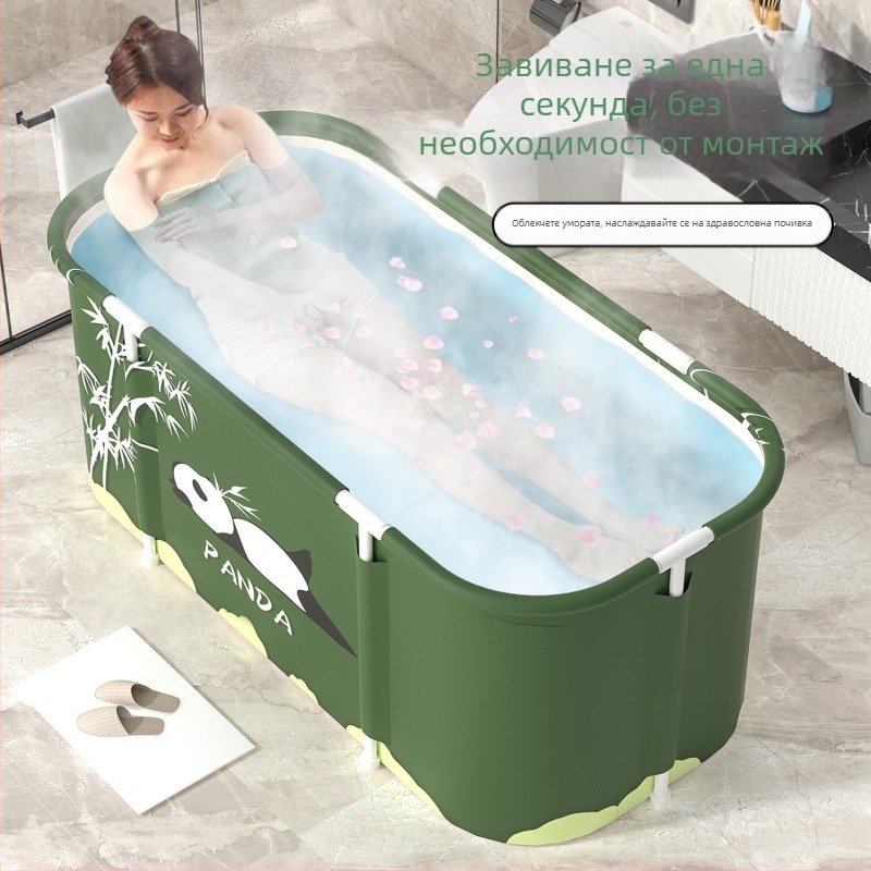 Разгъваема кофа за вана за възрастни, кофа за пълно тяло за домашно ползване, Oxford плат, PVC и перлен памук, сгъваема конструкция, с поддържаща температура