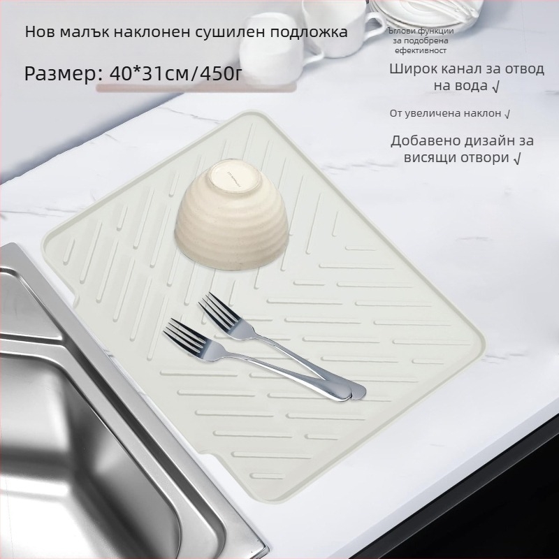 Силиконова кухненска дренажна подложка с дренажен отвор и термоизолация, квадратна форма, биоразградима, пусната през 2023