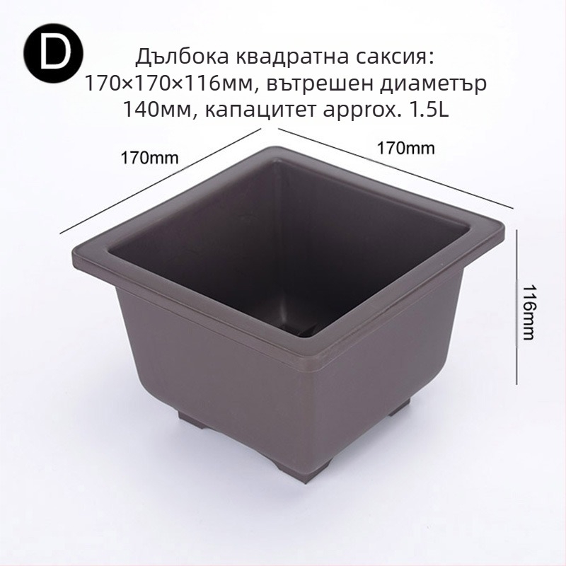 Саксия за сукуленти, правоъгълна плитка форма, от смола, комплект с тава за засаждане и долна тава за домашна употреба