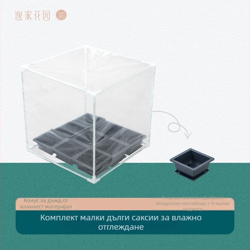 Саксия за сукуленти, правоъгълна плитка форма, от смола, комплект с тава за засаждане и долна тава за домашна употреба
