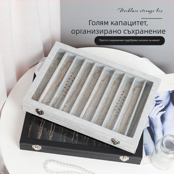 Дървена кутия за бижута Xiangyu, модел 06, фланелена вложка, стил Leisure, твърда изработка, едноцветен патерн
