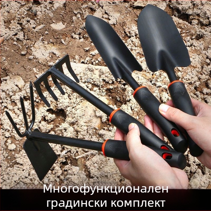 Комплект градински instrUMENTи: железни лопати, малки лопати, гребло и лопатка за земеделие (Материал: желязо; Бранд: Consultation; Приложение: Земеделие)