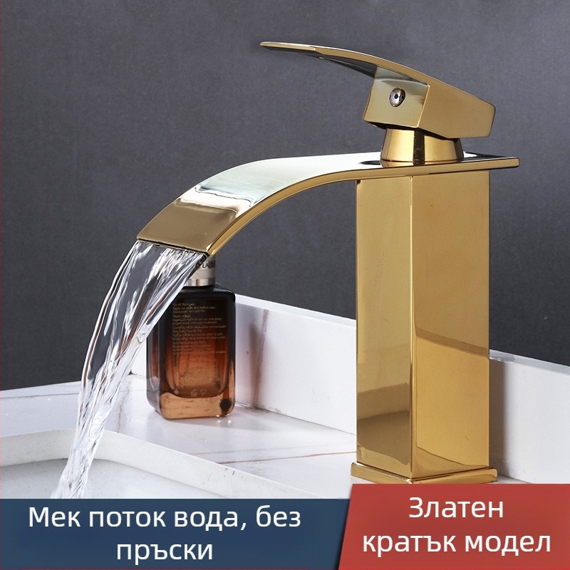 Смесител за умивалник, 304 неръждаема стомана, керамичен картридж клапан, монтиране с един отвор, вход/изход 1/2 инча, диапазон 0–90°C