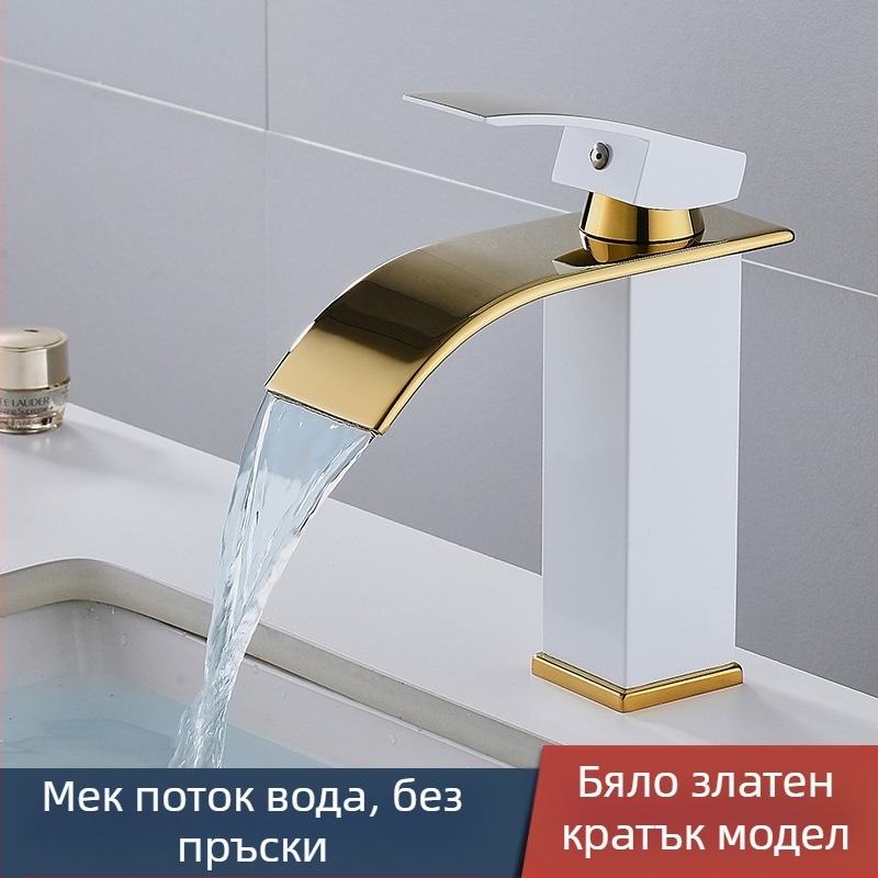 Смесител за умивалник, 304 неръждаема стомана, керамичен картридж клапан, монтиране с един отвор, вход/изход 1/2 инча, диапазон 0–90°C