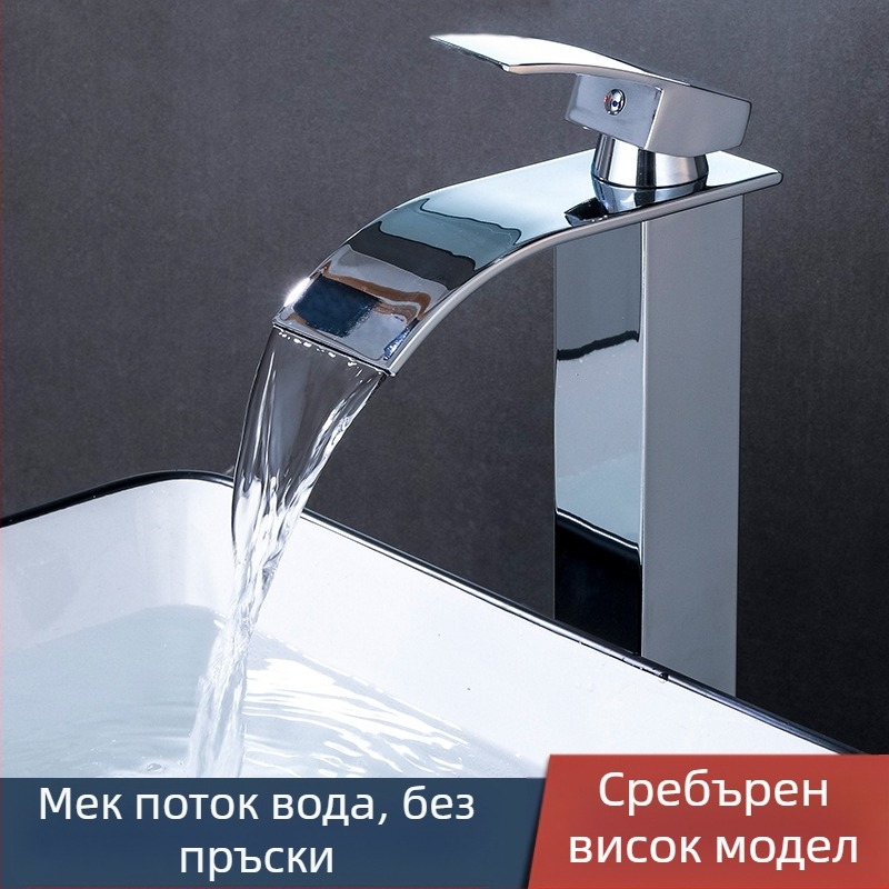 Смесител за умивалник, 304 неръждаема стомана, керамичен картридж клапан, монтиране с един отвор, вход/изход 1/2 инча, диапазон 0–90°C