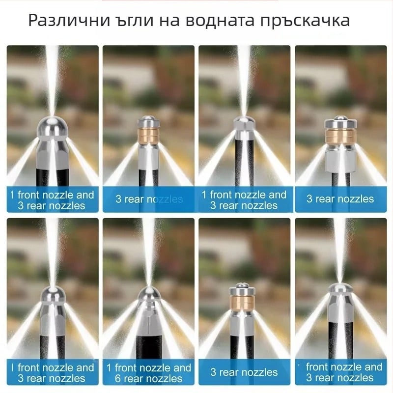 Independent стоманена дюза за високо налягане за почистване на канализационни тръби с 1/4-инчов съединител и 3/8-инчов бърз конектор