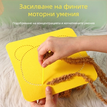 Ръчно изработен DIY шевален комплект за деца – плат, тема карикатурно момиче, образователна играчка, възраст 4–6 години