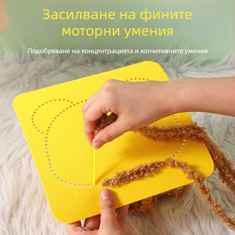 Ръчно изработен DIY шевален комплект за деца – плат, тема карикатурно момиче, образователна играчка, възраст 4–6 години