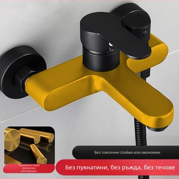 Баня тройно смесително кранче със странично управление, медно-сплавно тяло, керамичен дисков клапан, модел 8889, стенен монтаж