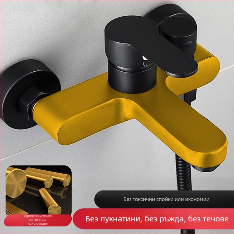 Баня тройно смесително кранче със странично управление, медно-сплавно тяло, керамичен дисков клапан, модел 8889, стенен монтаж