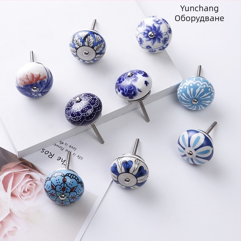 Yunchang кръгла керамична дръжка за шкафове и чекмеджета — модерен минимализъм, луксозен стил; материал керамика; повърхност електроплатина; марка Yunchang Hardware.
