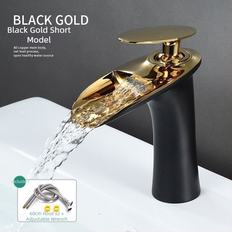 Меден смесител за топла и студена вода за умивалник, единична дупка, керамична сърцевина на клапана, електроплатено покритие