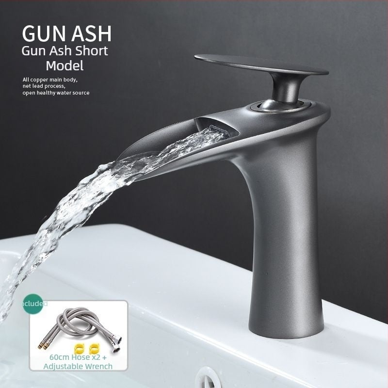 Меден смесител за топла и студена вода за умивалник, единична дупка, керамична сърцевина на клапана, електроплатено покритие