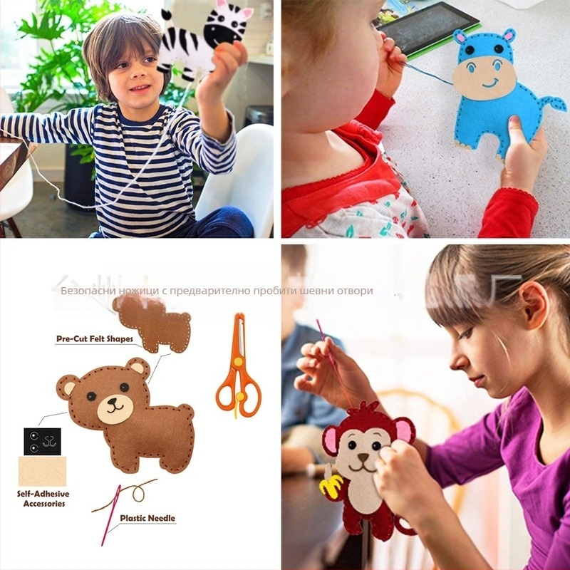 PRETTY DIY ръчно пришити филцови животински кукли, нетъкан плат, опаковка OPP пакет, за Фестивала Танабата