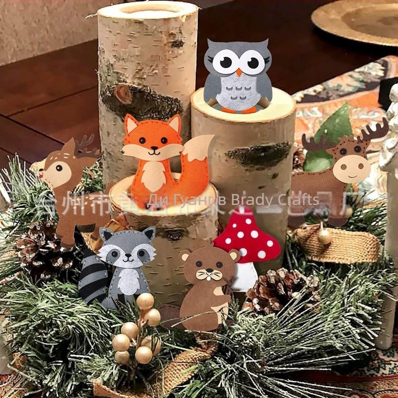 PRETTY DIY ръчно пришити филцови животински кукли, нетъкан плат, опаковка OPP пакет, за Фестивала Танабата