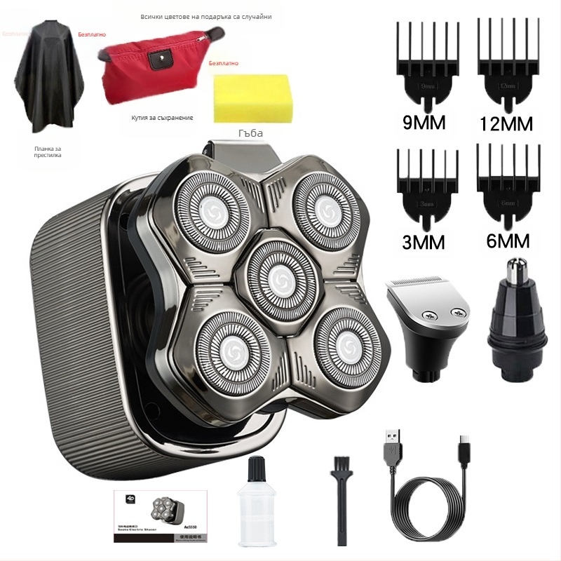 Електрическа мъжка самобръсначка с плаваща глава, вградена батерия 500–800 mAh, над 60 минути работа, безчетков мотор, зареждане/мрежово захранване