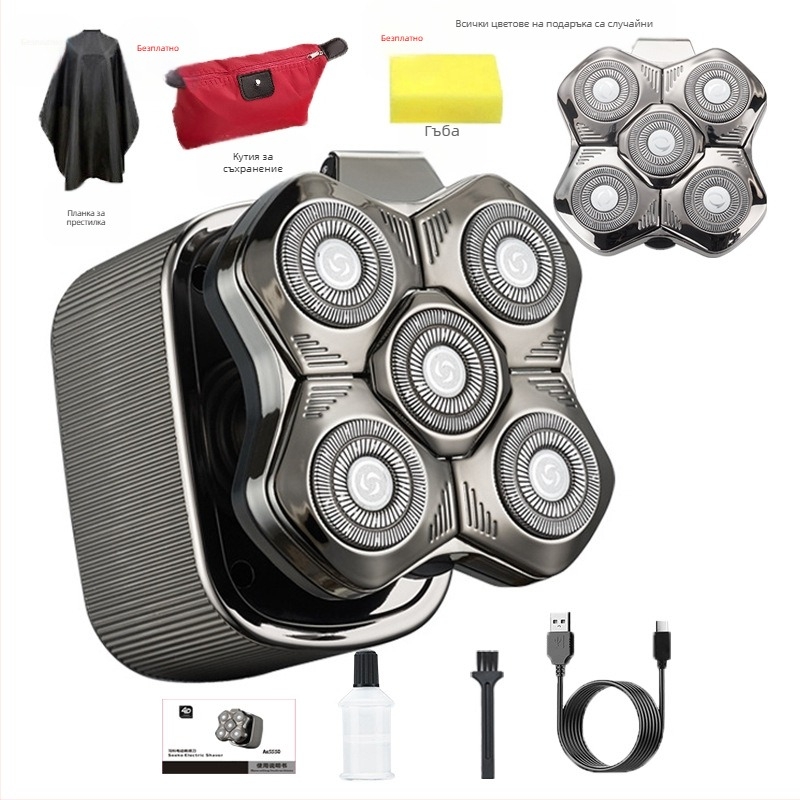 Електрическа мъжка самобръсначка с плаваща глава, вградена батерия 500–800 mAh, над 60 минути работа, безчетков мотор, зареждане/мрежово захранване