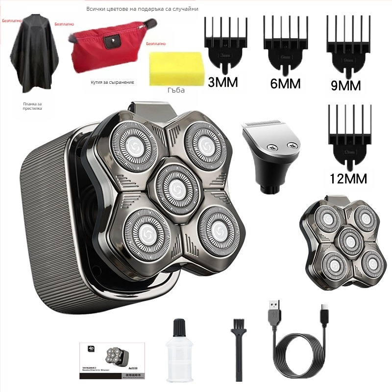 Електрическа мъжка самобръсначка с плаваща глава, вградена батерия 500–800 mAh, над 60 минути работа, безчетков мотор, зареждане/мрежово захранване